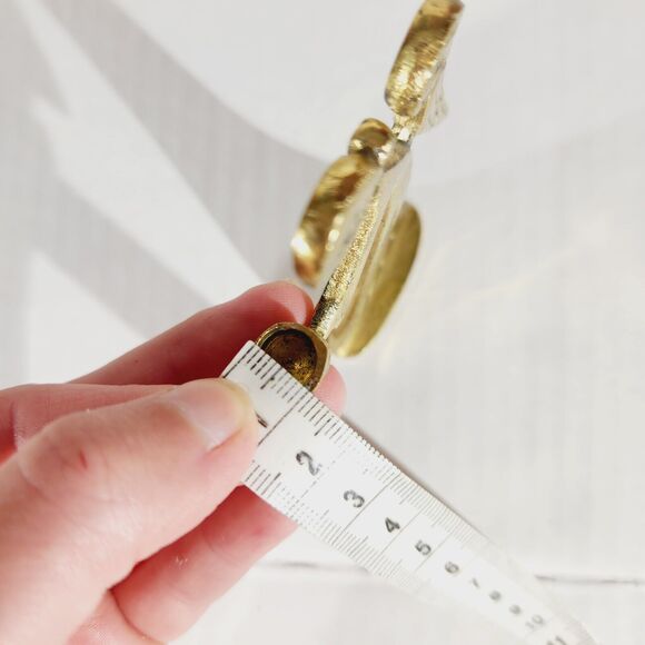 Vtg Brass Taper Candlestick Candle Holder Lot of Angels Flower MCM USA Hong Kong - Picture 10 of 15